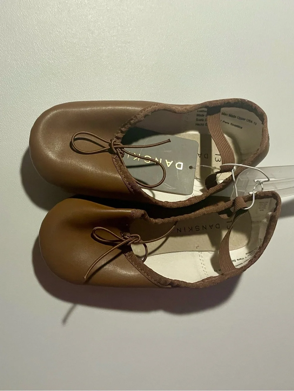 NWT Danskin Girls Ballet Shoes Cocoa Brown Elastic Strap Dance Flats Size 13